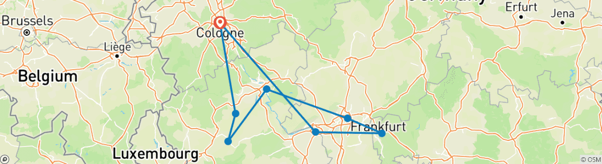 Karte mit der Reiseroute