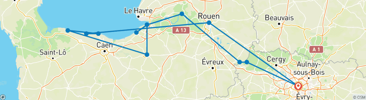 Karte mit der Reiseroute