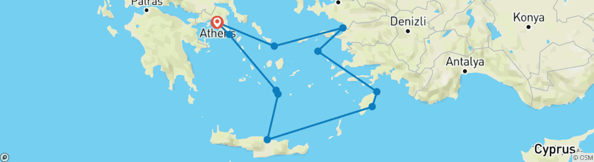 Foto van een kaart met de route van de rondreis