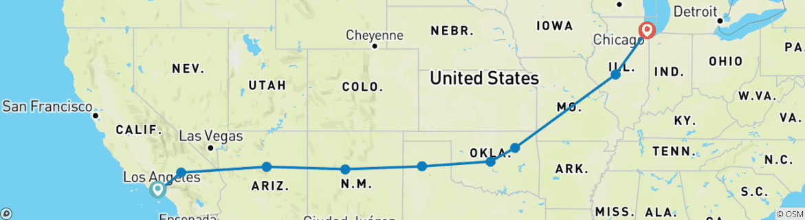 Image d'une carte montrant l'itinéraire du circuit