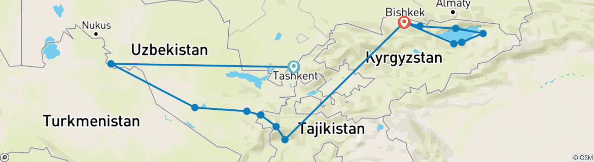 Image d'une carte montrant l'itinéraire du circuit