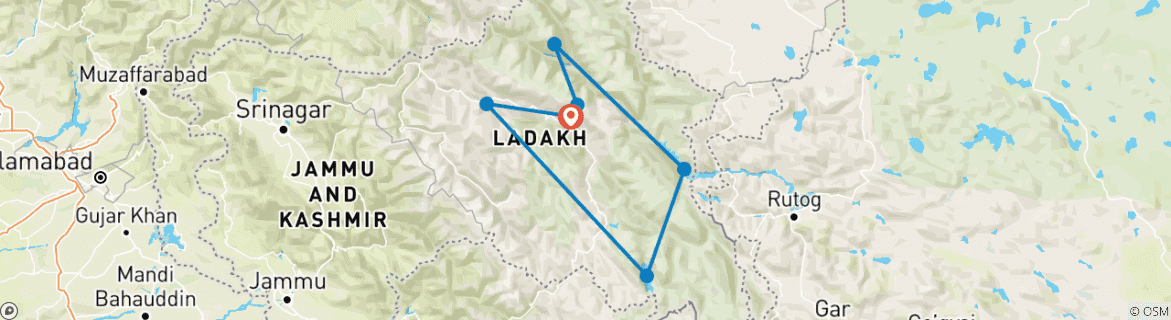 Karte mit der Reiseroute