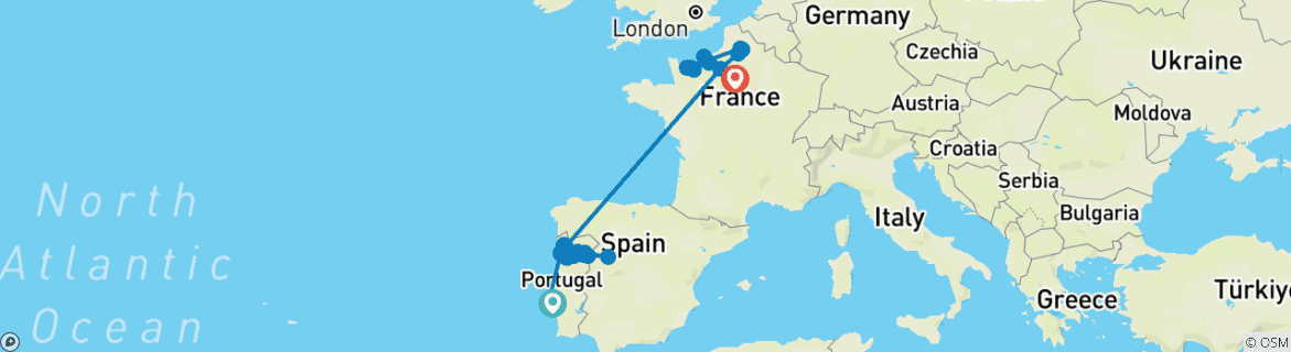 Image d'une carte montrant l'itinéraire du circuit