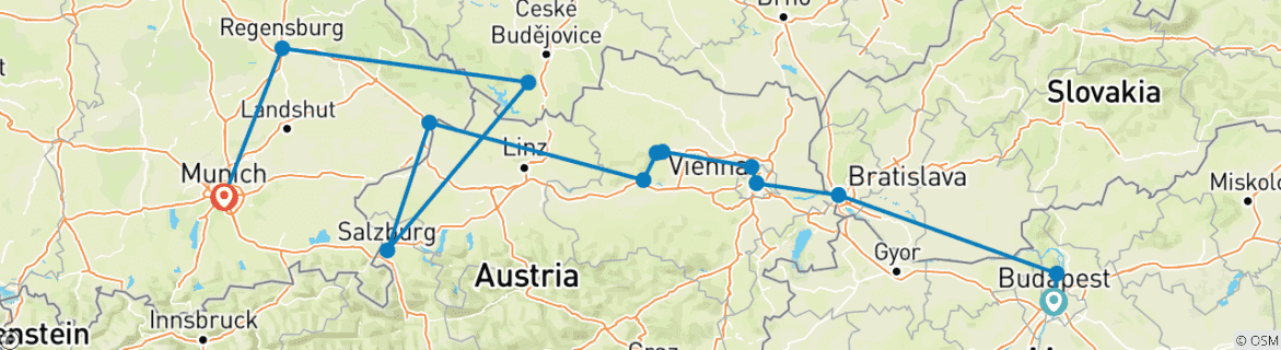 Image d'une carte montrant l'itinéraire du circuit