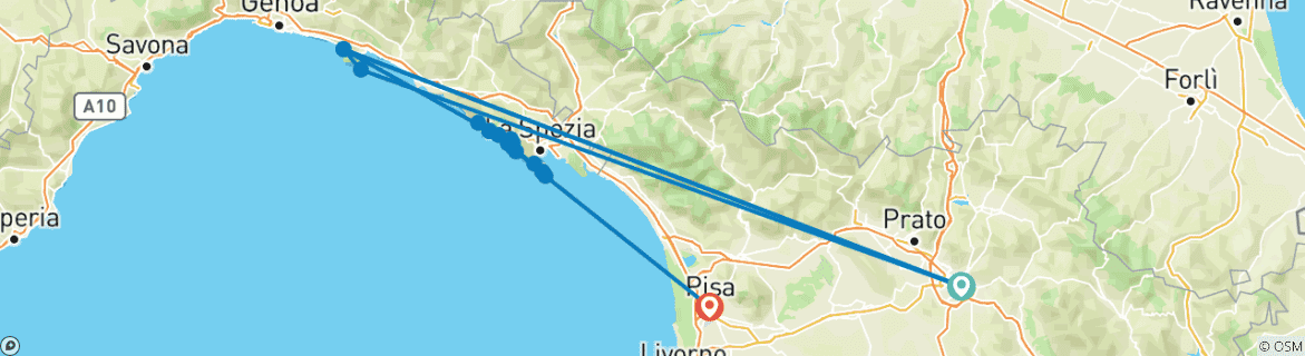 Foto van een kaart met de route van de rondreis