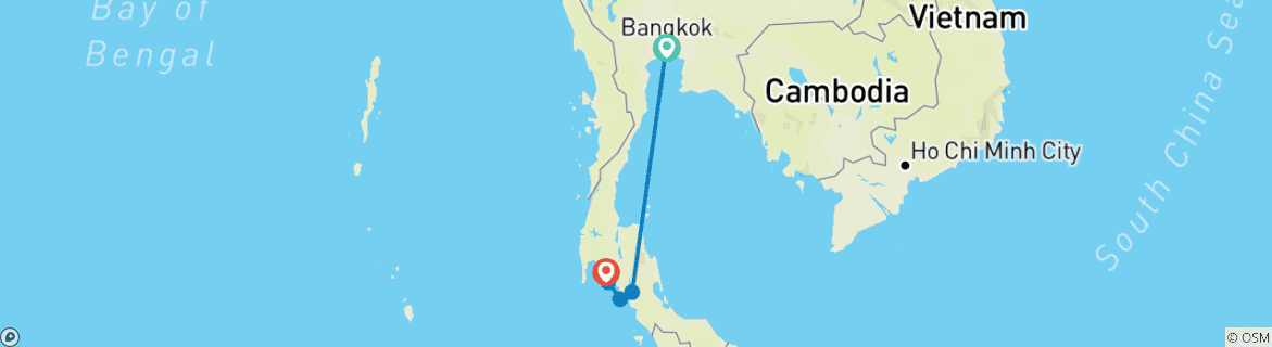 Karte mit der Reiseroute