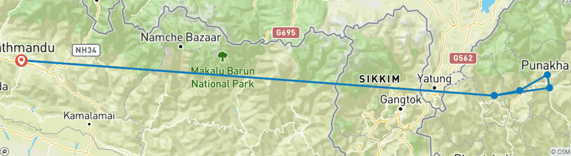 Karte mit der Reiseroute