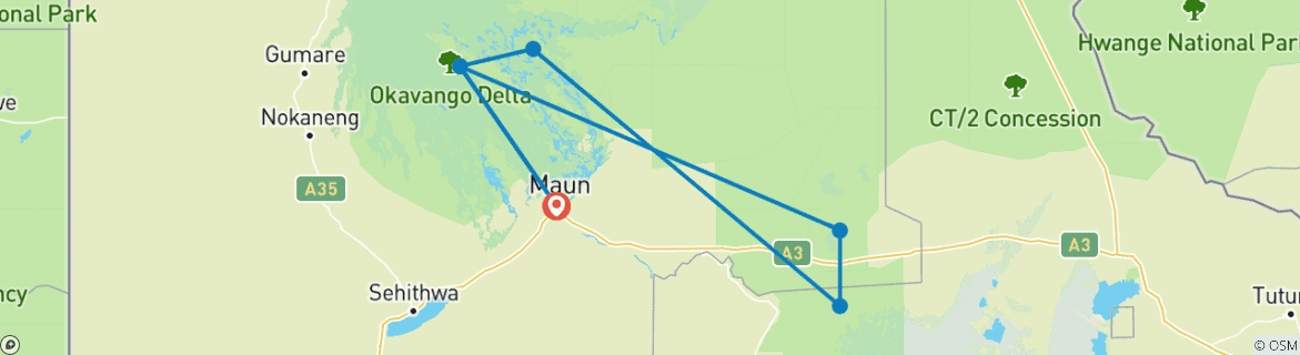 Karte mit der Reiseroute