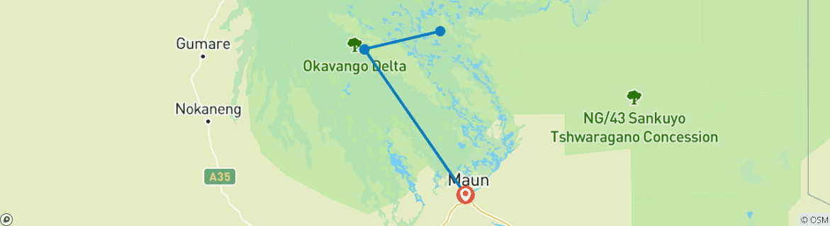 Karte mit der Reiseroute