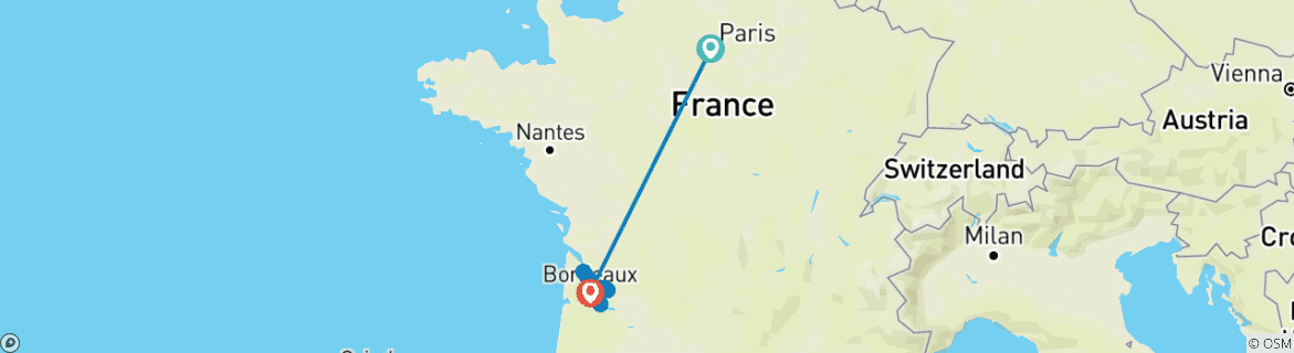 Foto van een kaart met de route van de rondreis