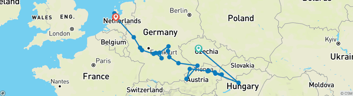 Karte mit der Reiseroute