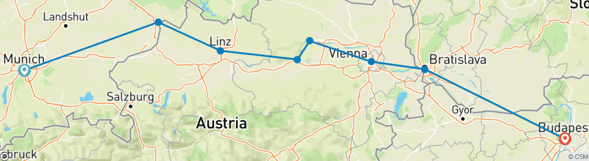 Karte mit der Reiseroute