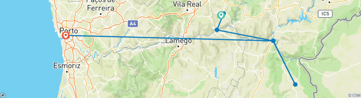 Karte mit der Reiseroute