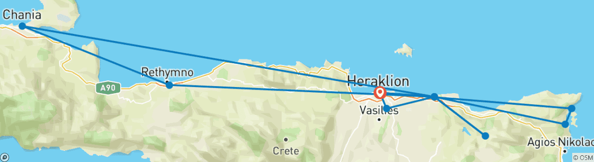 Karte mit der Reiseroute