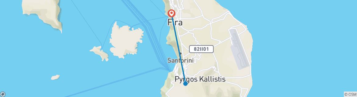 Mapa de Experiencia Escapada Santorini - 3 días