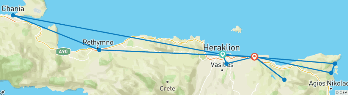 Karte mit der Reiseroute