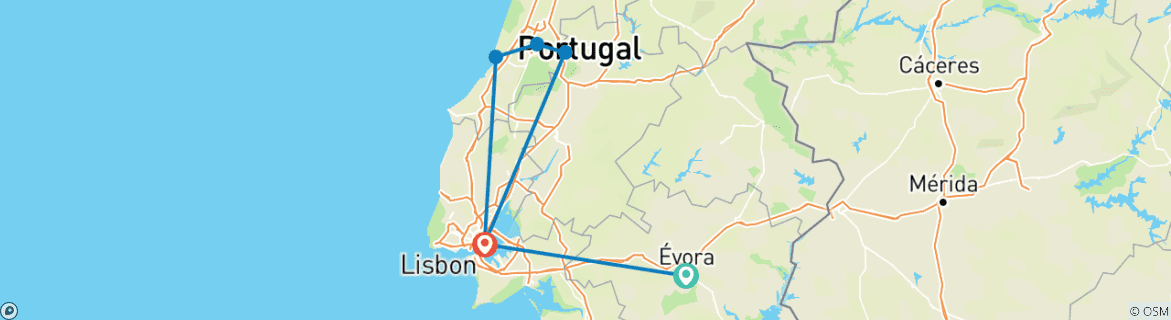 Karte von Erkundung der Wunder von Portugal - 3 Tage