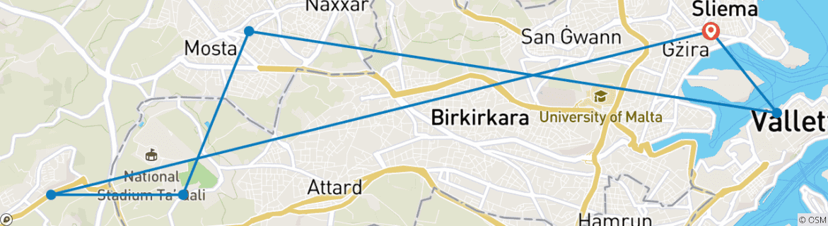 Image d'une carte montrant l'itinéraire du circuit