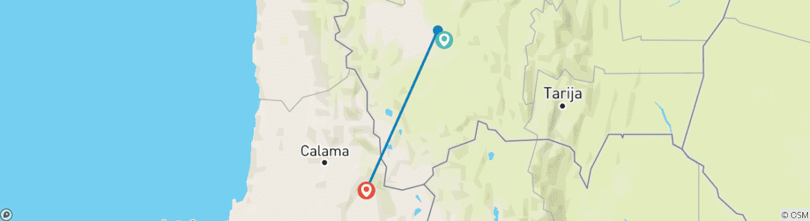 Carte du circuit Uyuni & Atacama Express - 3 jours