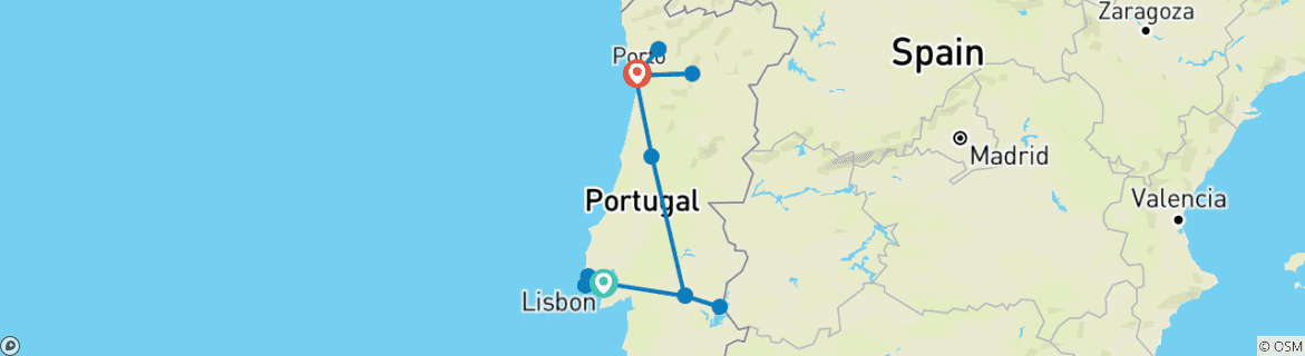 Image d'une carte montrant l'itinéraire du circuit