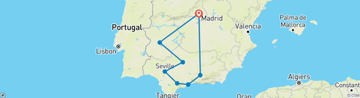 Image d'une carte montrant l'itinéraire du circuit