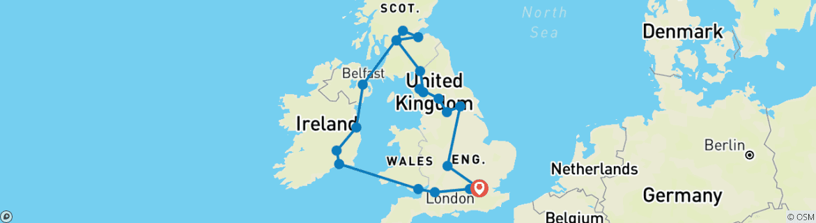 Kaart van Heerlijkheid Groot-Brittannië en Ierland (vanaf 2026, 10 dagen)