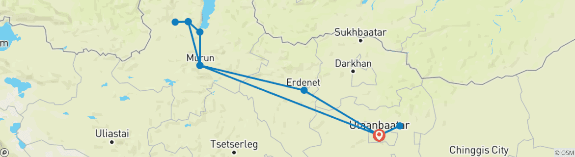 Karte mit der Reiseroute