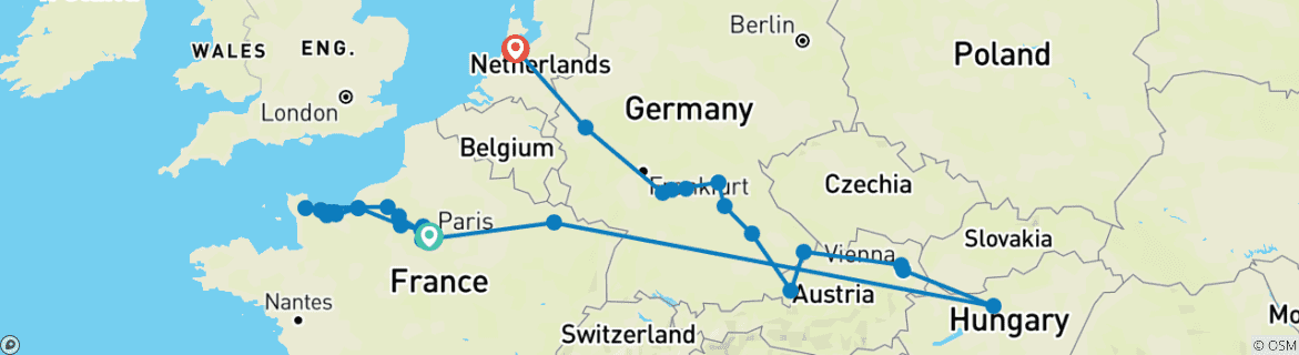 Image d'une carte montrant l'itinéraire du circuit