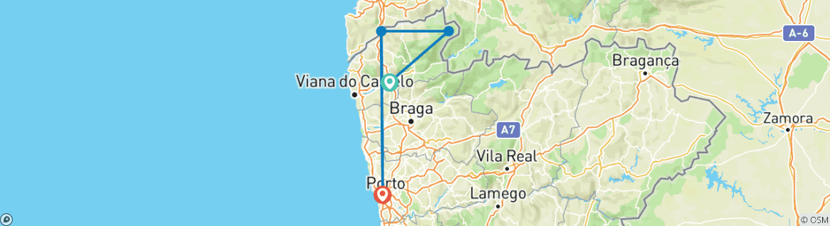 Foto van een kaart met de route van de rondreis