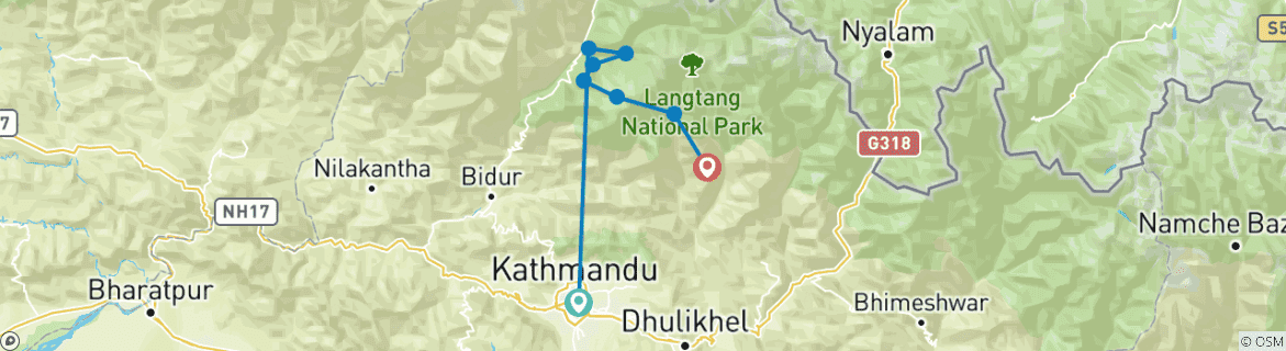 Karte mit der Reiseroute