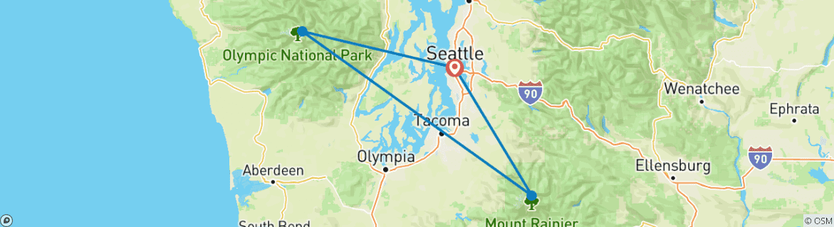 Foto van een kaart met de route van de rondreis