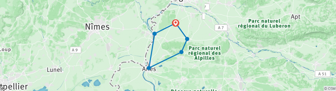 Karte mit der Reiseroute