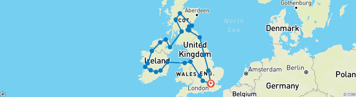 Karte mit der Reiseroute