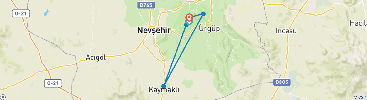 Karte mit der Reiseroute