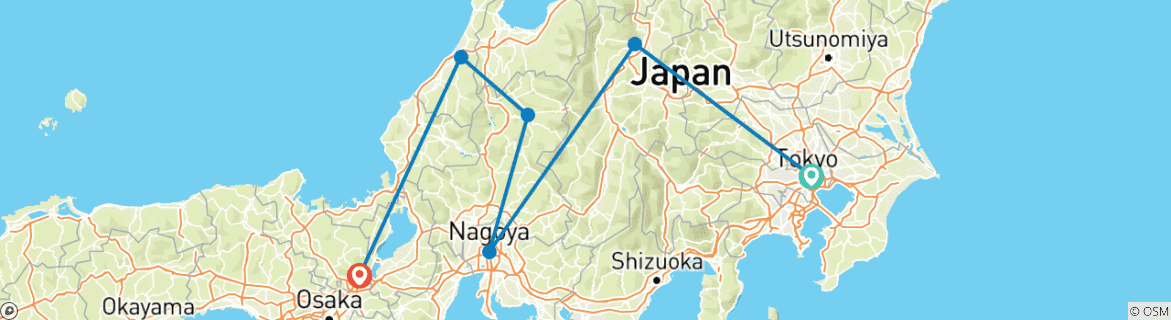 Foto van een kaart met de route van de rondreis