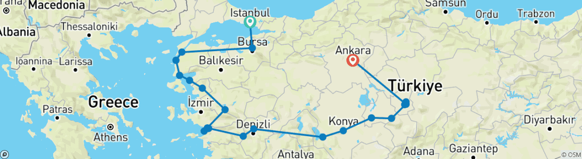 Karte mit der Reiseroute