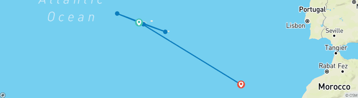 Foto van een kaart met de route van de rondreis