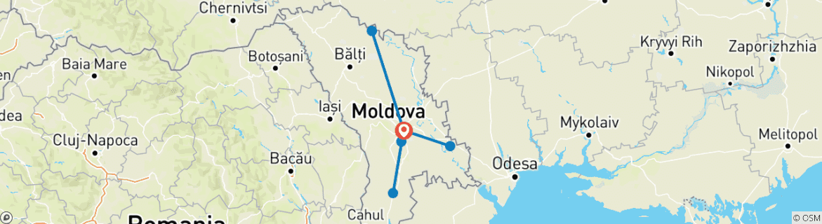 Foto van een kaart met de route van de rondreis