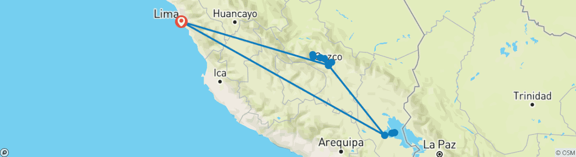 Karte mit der Reiseroute