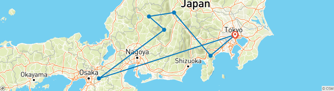 Foto van een kaart met de route van de rondreis