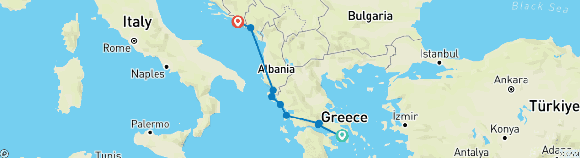 Mapa de Encantamiento Mediterráneo 2027 - 8 Días (from Atenas to Dubrovnik)