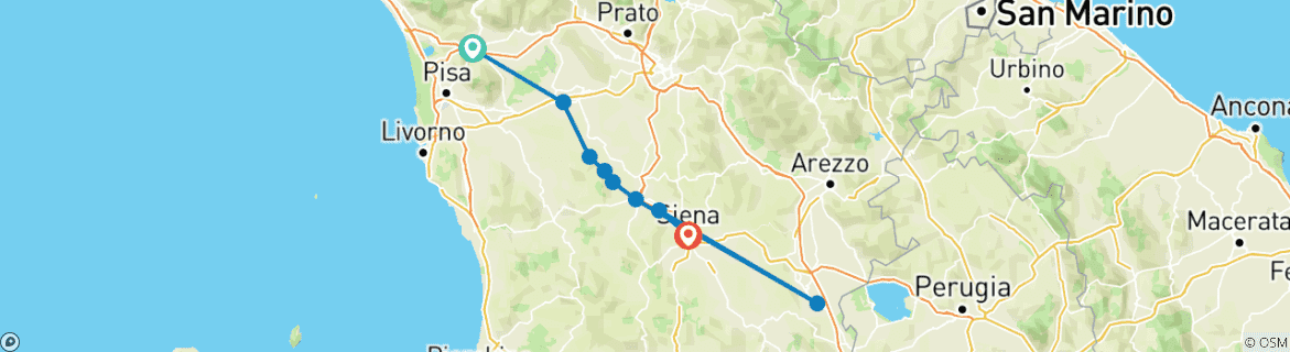 Karte mit der Reiseroute