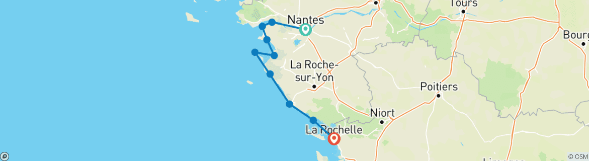 Karte mit der Reiseroute