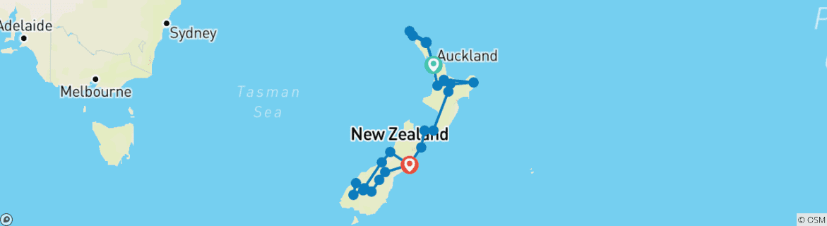 Foto van een kaart met de route van de rondreis