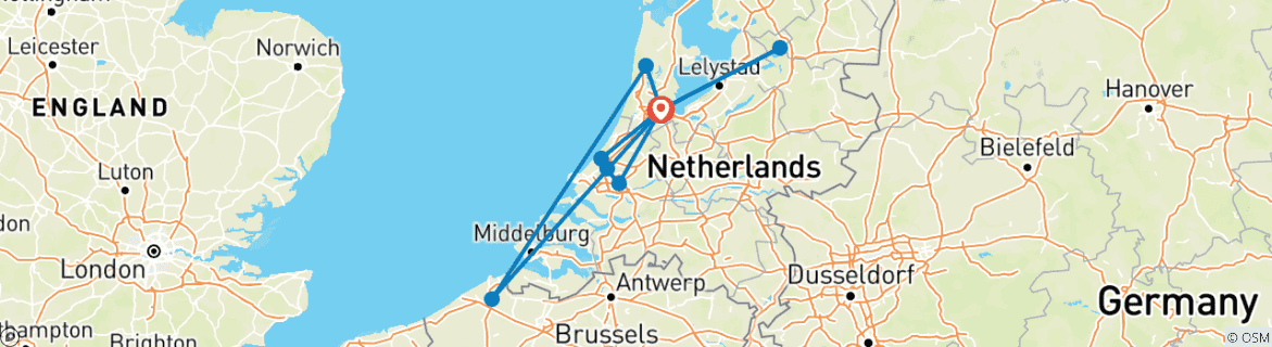 Foto van een kaart met de route van de rondreis