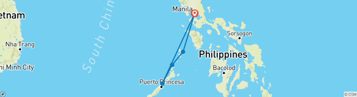 Image d'une carte montrant l'itinéraire du circuit