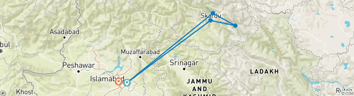 Foto van een kaart met de route van de rondreis