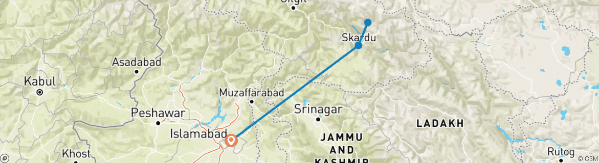 Foto van een kaart met de route van de rondreis