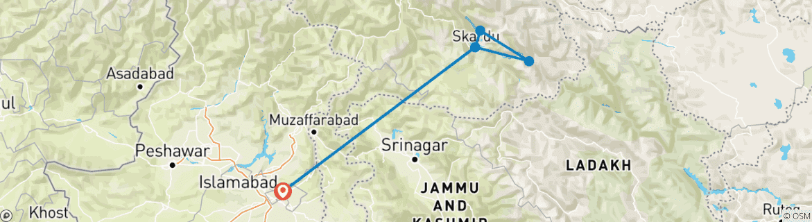 Foto van een kaart met de route van de rondreis