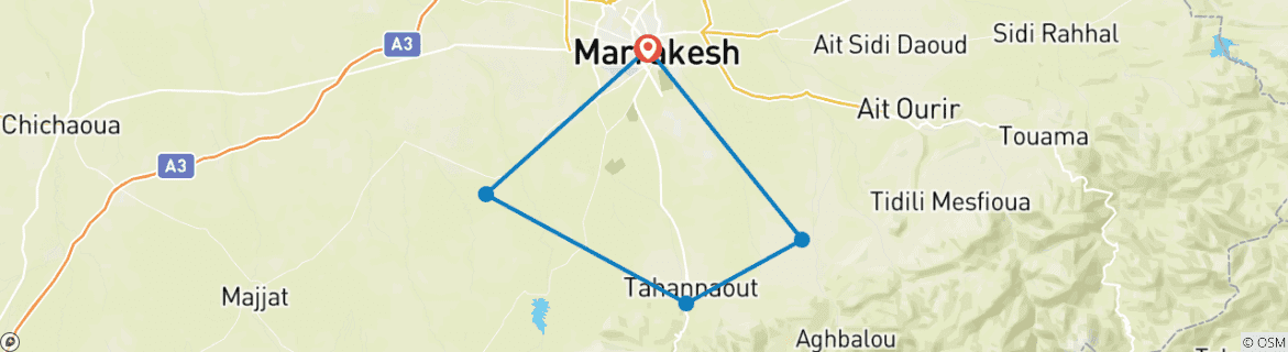Image d'une carte montrant l'itinéraire du circuit